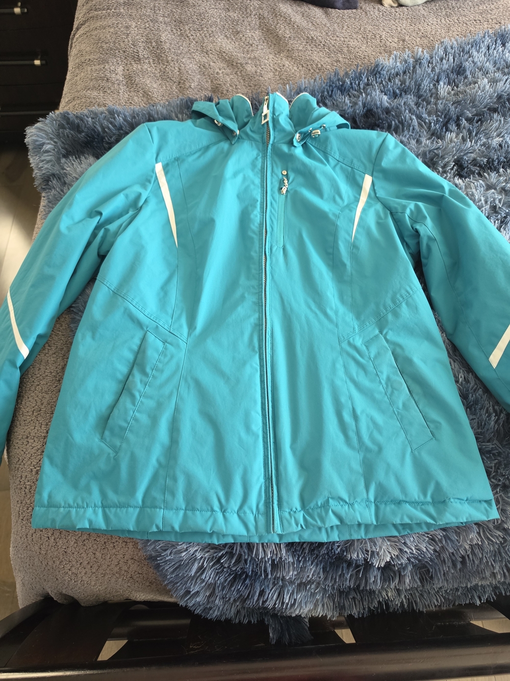 Women's Teal Hooded Winter Snoe Jacket